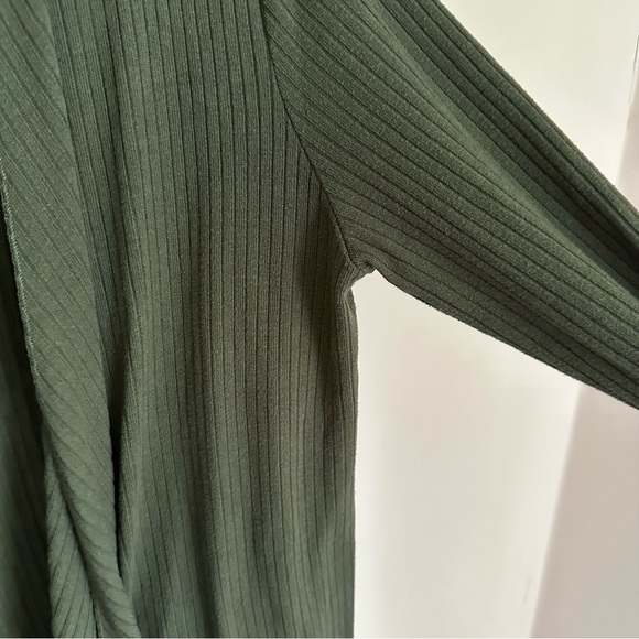 Lord & Taylor Context Dark Green Ribbed Open Front Cardigan - Picture 8 of 10